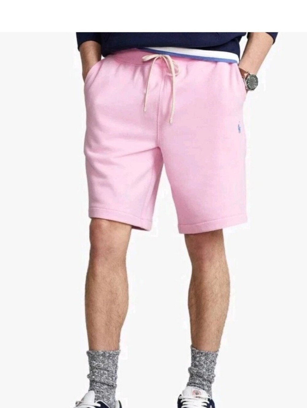 Polo Ralph Lauren Knit Fleece Shorts Pink Drawstring Big Pony Preppy Mens M
